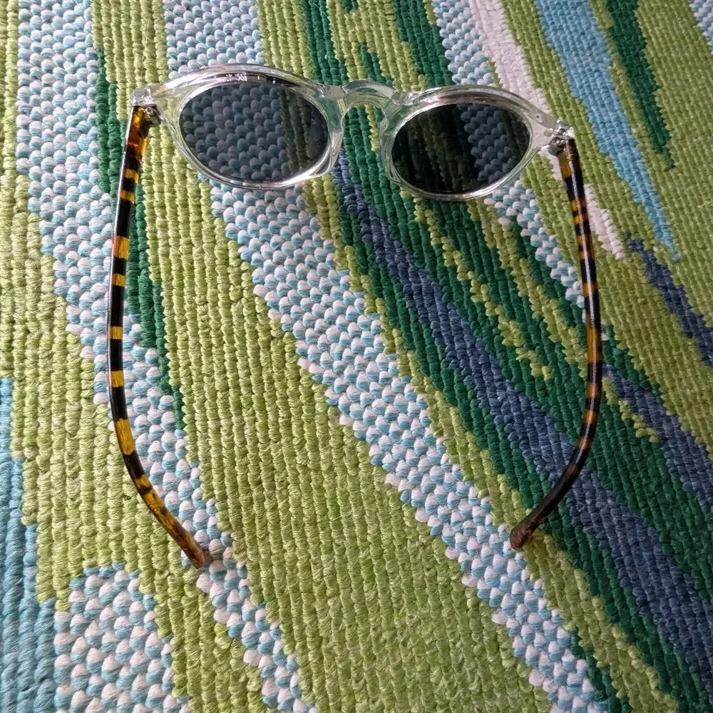 Clear Frame Round Sunglasses Tortoiseshell Arms Black Lenses Festival Indie Slea